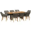 Lauko baldų komplektas Sodo valgomojo komplektas su pagalve 9 pcs Pilka poliratanas