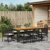 Lauko baldų komplektas Sodo valgomojo komplektas 9 pcs Juoda poliratanas