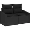 Lauko baldų komplektas Sofos komplektas su pagalve 9 pcs Juoda poliratanas