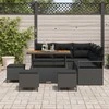 Lauko baldų komplektas Sodo Sofų Rinkinys su pagalve 9 pcs Juoda poliratanas