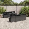 Lauko baldų komplektas Sodo Sofų Rinkinys su pagalve 9 pcs Juoda Poli ratanas