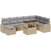 Sodo Sofų Rinkinys 9 vnt. Smėlio poliratanas