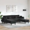 Sofa 3 pcs Juoda 250 x 188 x 76 cm Aksomas