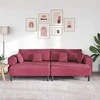 Sofa 3 vnt. Vyno raudona Aksomas