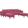 Sofa 3 pcs Vyno raudona 250 x 188 x 76 cm Aksomas