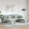 Sofa 3 pcs Šviesiai pilka 250 x 188 x 76 cm Aksomas