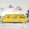 Sofa 3 pcs Geltona 250 x 188 x 76 cm Aksomas