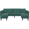 Sofa 3 pcs Tamsiai žalia 250 x 188 x 76 cm Aksomas