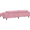 Sofa su pagalve 3 pcs Rožinė Aksomas