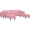 Sofa su pagalve 3 pcs Rožinė Aksomas