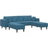 Sofa 3 pcs Mėlyna 250 x 188 x 76 cm Aksomas