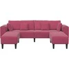 Sofa 3 pcs Vyno raudona 250 x 188 x 76 cm Aksomas