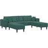 Sofa 3 pcs Tamsiai žalia 250 x 188 x 76 cm Aksomas