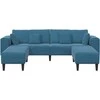 Sofa 3 pcs Mėlyna 250 x 188 x 76 cm Aksomas
