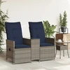 Atlošiama sodo sofa, 2 vietų, su staliuku, pilka, polirotangas