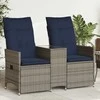 Atlošiama sodo sofa, 2 vietų, su staliuku, pilka, polirotangas