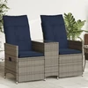 Atlošiama sodo sofa, 2 vietų, su staliuku, pilka, polirotangas