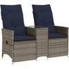 Atlošiama sodo sofa, 2 vietų, su staliuku, pilka, polirotangas