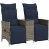 Atlošiama sodo sofa, 2 vietų, su staliuku, pilka, polirotangas