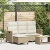 Atlošiama sodo sofa su pagalvėlėmis L formos smėlio spalvos