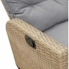 Atlošiama sodo sofa su pagalvėlėmis L formos smėlio spalvos
