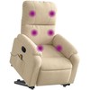 Fotelis Atsistojantis masažinis krėslas, kreminis, mikropluošto audinys