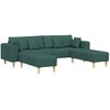 Sofa su pagalve 3 pcs Tamsiai žalia audinys