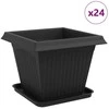 Augalų vazonai 24 pcs Juoda 38 x 38 x 30 cm Plastmasė
