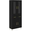 Aukštas spintelė 2 pcs Juodas ąžuolas Apdirbta mediena