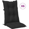 Aukštos atlošo kėdžių pagalvių rinkinys 6 pcs Melanžinė juoda