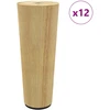 Baldų kojelės 12 vnt. Ruda Ø 44 x 100 mm Kietas eukalipto medis
