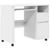Stalas su ratais su ratu Balta 91 x 50 x 77 cm Apdirbta mediena