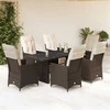 Sofa Bistro komplektas su pagalvėlėmis, 7 dalių, rudas, poliratanas