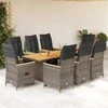 Lauko baldų komplektas Bistro komplektas su pagalvėlėmis, 9 dalių, pilkas, poliratanas