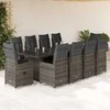 Lauko baldų komplektas Bistro komplektas su pagalvėmis, 11 dalių, pilkas, poliratanas