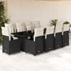 Lauko baldų komplektas Bistro komplektas su pagalvėmis, 11 dalių, juodas, poliratanas