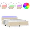 Kiemas lova su čiužiniu su LED Kreminė 200 x 200 cm audinys