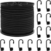 Bungee virvės su kabliukais 10 mm Juoda PP ir guma