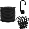 Bungee virvės su kabliukais 10 mm Juoda PP ir guma