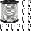 Bungee virvės su kabliukais 4 mm Juoda ir Balta PP ir guma