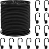 Bungee virvės su kabliukais 4 mm Juoda PP ir guma