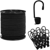 Bungee virvės su kabliukais 4 mm Juoda PP ir guma