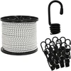 Bungee virvės su kabliukais 8 mm Juoda ir Balta PP ir guma