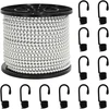 Bungee virvės su kabliukais 8 mm Juoda ir Balta PP ir guma