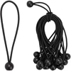 Bungee virvės su kamuoliukais 100 vnt. Juoda 4 mm x 22 cm