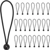 Bungee virvės su kamuoliukais 24 vnt. Juoda 4 mm x 22 cm