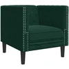 Česterfildo sofa-kėdė, tamsiai žalia, aksomas