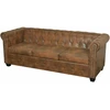 Chesterfield Sofa 3-vietis Ruda Dirbtinė Oda