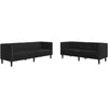 Sofa Chesterfield sofų komplektas, 2 dalių, juodas, dirbtinė oda