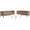 Sofa Chesterfield sofų komplektas, 2 dalių, kapučino, dirbtinė oda